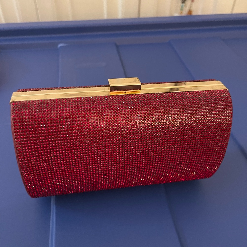 INC RUBY RED RANDY AND GOLD PARTY BAG